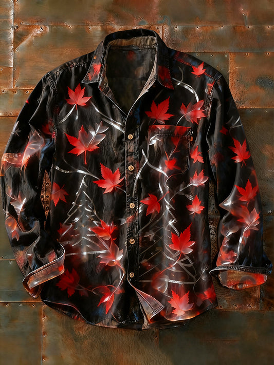 Pánské retro abstraktní art print příležitostné tričko s dlouhým rukávem