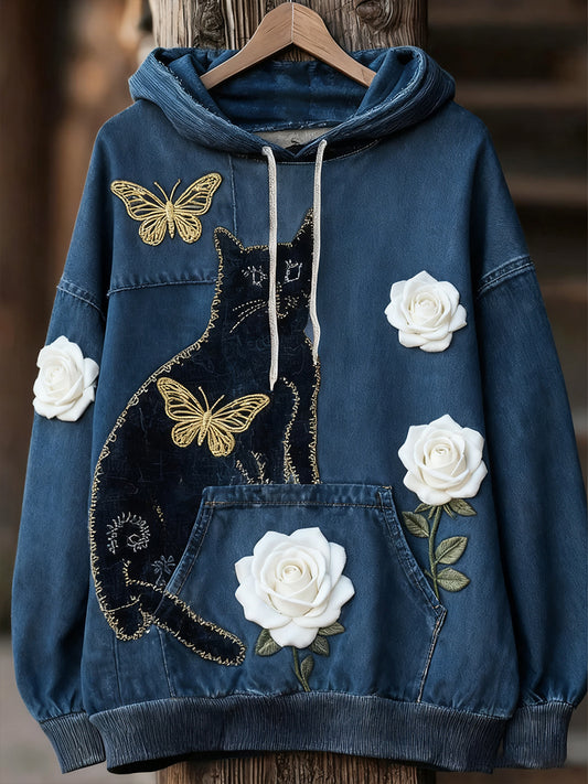 Unisex animal art print casual vintage hoodie