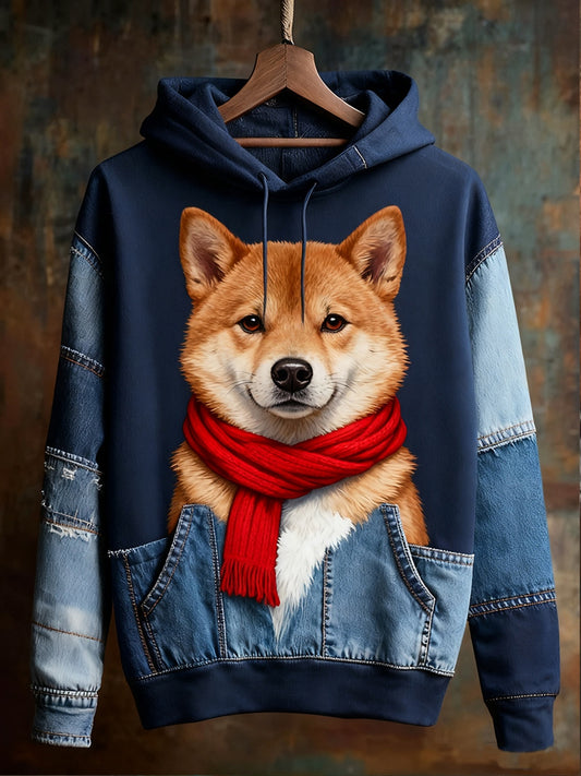 Unisex animal art print casual vintage hoodie