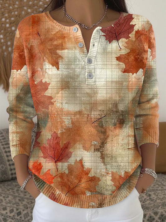 Ženské díkuvzdání vintage podzim henley neck svetr