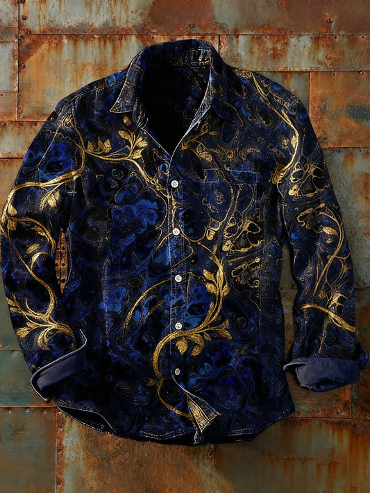 Pánské retro abstraktní art print příležitostné tričko s dlouhým rukávem