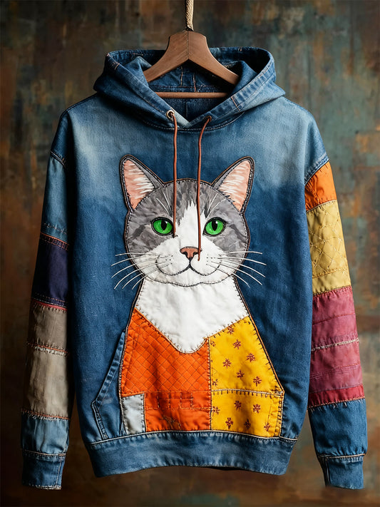 Unisex animal art print casual vintage hoodie