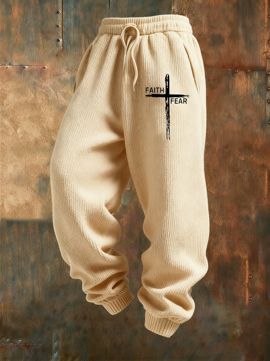 Pánské retro faith print loose casual pants