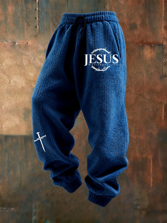 Pánské retro faith print loose casual pants