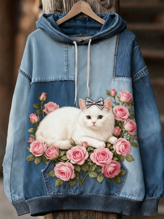 Unisex animal art print casual vintage hoodie