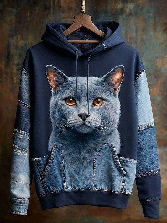 Unisex animal art print casual vintage hoodie