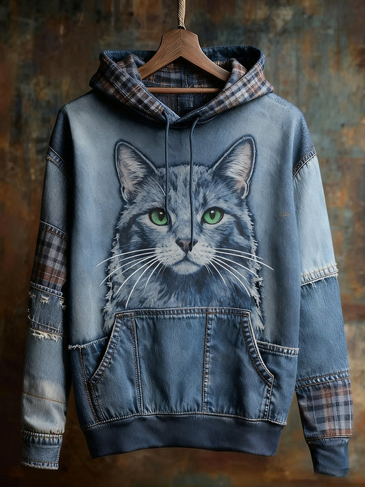 Unisex animal art print casual vintage hoodie