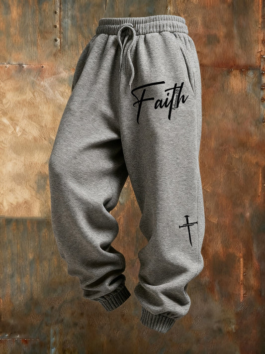 Pánské retro faith print loose casual pants