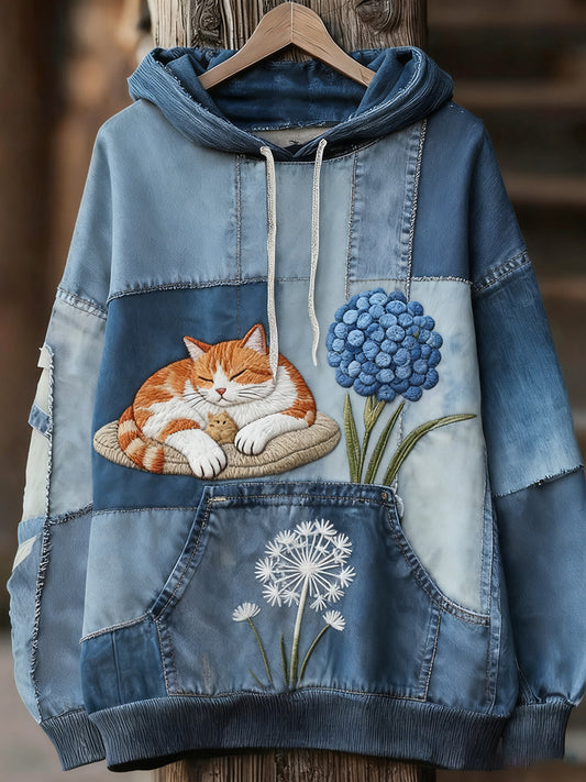 Unisex animal art print casual vintage hoodie