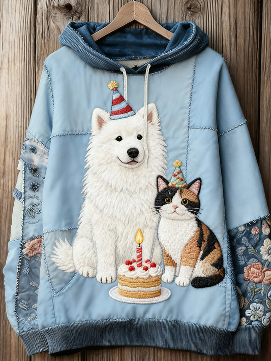 Unisex animal art print casual vintage hoodie