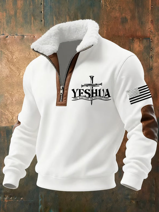 Pánské vintage umění víra casual kožešinový golier tlustý mikina