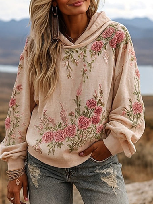 Dámské vintage bohémský patchwork floral casual hoodie