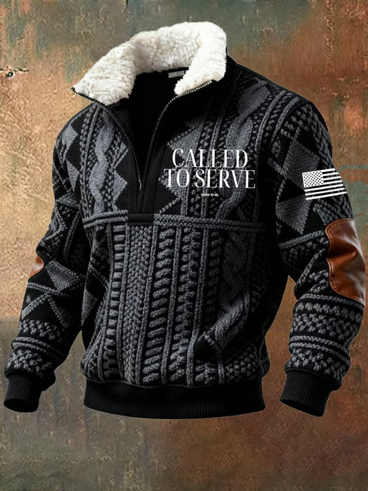 Pánské vintage umění víra příležitostné kožešinový golier mikina