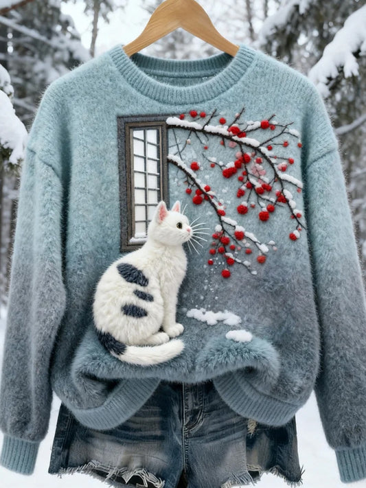 Dámské retro animal art print casual flanel top