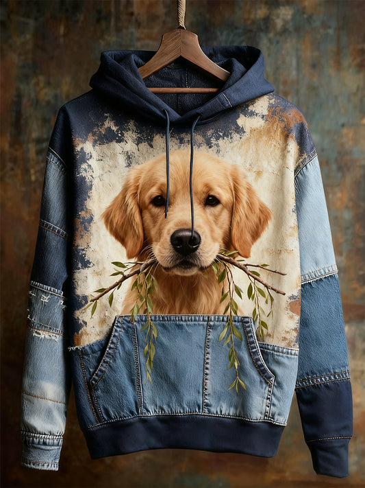 Unisex animal art print casual vintage hoodie