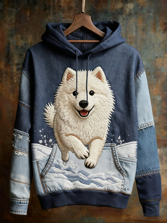Unisex animal art print casual vintage hoodie