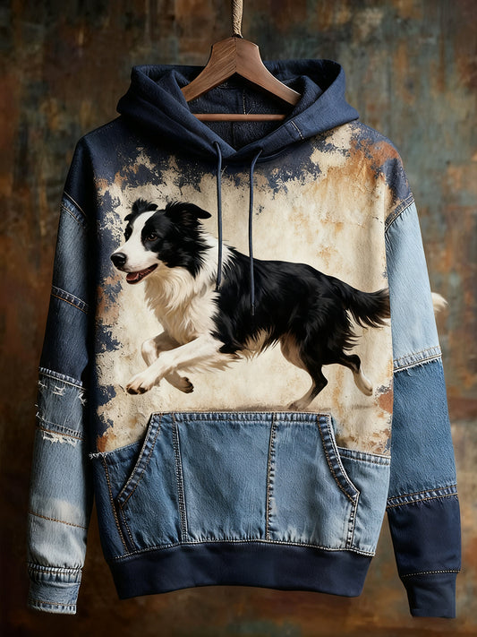 Unisex animal art print casual vintage hoodie