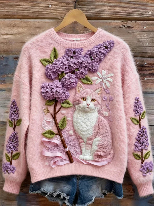 Dámské retro animal art print pohodlná flanelová mikina